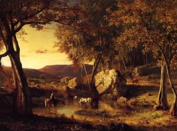 George Inness : Summer Days Cattle Drinking Late Summer Early Autumn